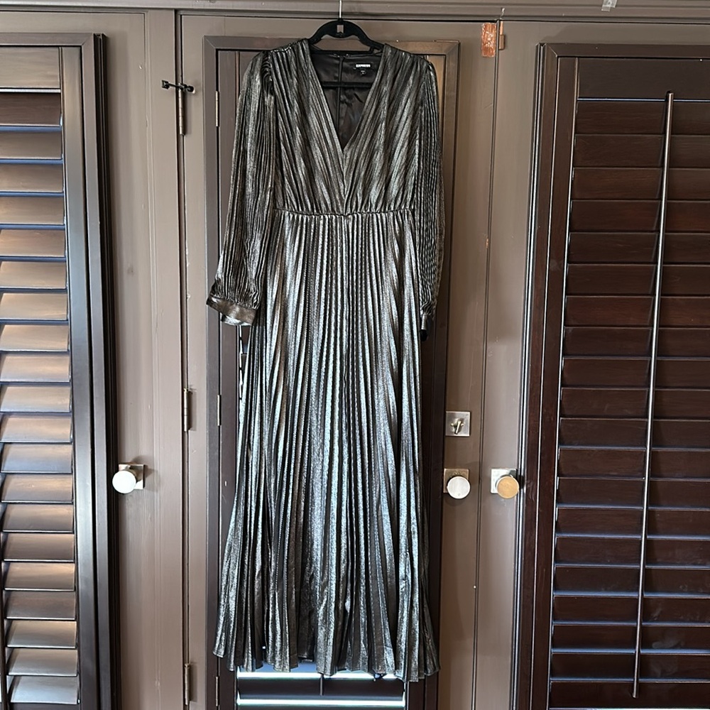 Express Iridescent pleated Maxi dress